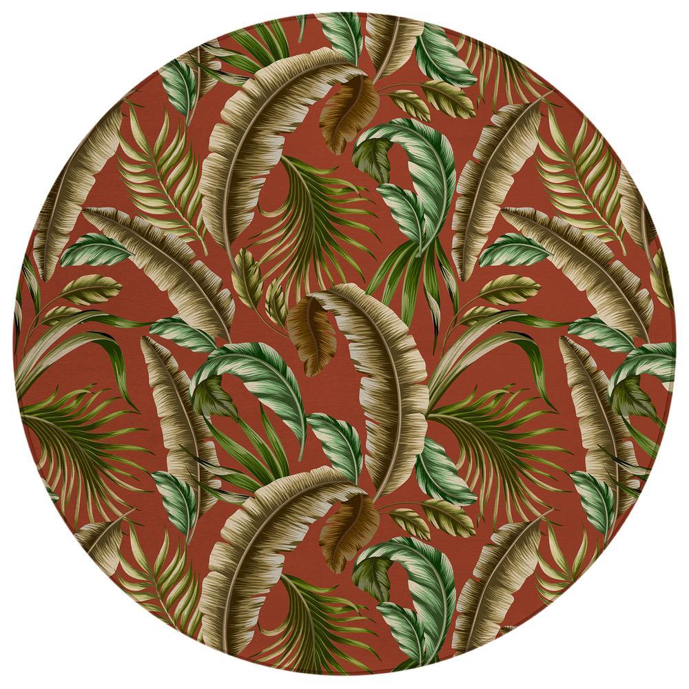 IndoorOutdoor Tropics TC1 Paprika Washable 8 x 8 Round Rug