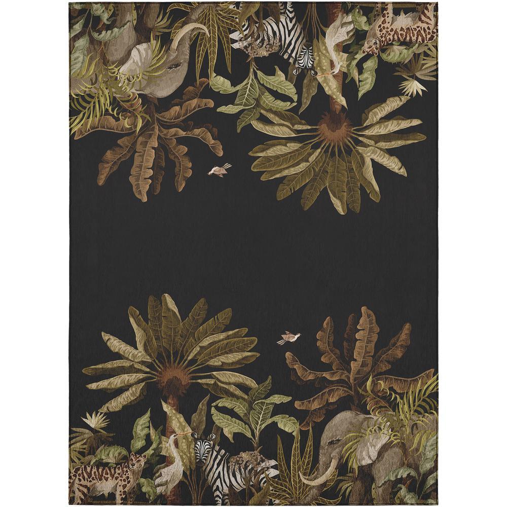 IndoorOutdoor Tropics TC8 Black Washable 9 x 12 Rug