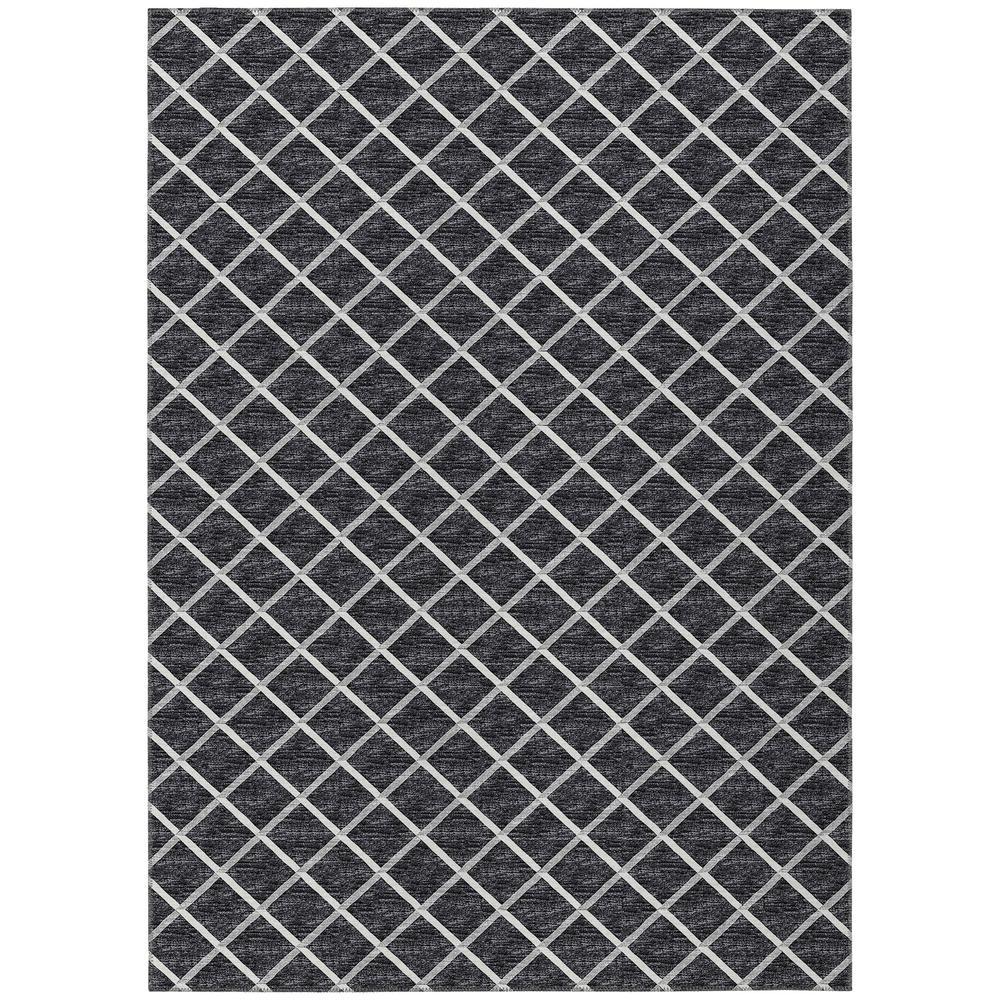 IndoorOutdoor York YO1 Black Washable 8 x 10 Rug