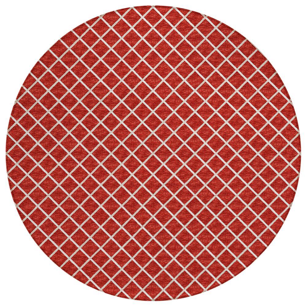 IndoorOutdoor York YO1 Red Washable 6 x 6 Rug