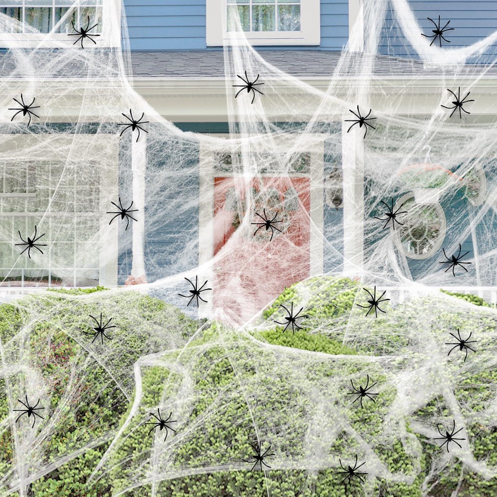 900 Sqft Spider Webs Halloween Decorations With 100 Fake Spiders Super Stretchy Cobwebs For Halloween Decorations Indoor Fake Sp