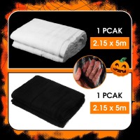 Boao 85 X 394 Inch Halloween Cheesecloth Cheese Cloth Roll For Crafts Large Black And White Cotton Muslin Gauze Fabric For Party