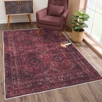 Bloom Rugs Washable Nonslip 3 X 5 Rug Dark Red Traditional Bordered Area Rug For Living Room Bedroom Dining Room And Kit