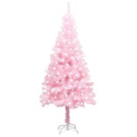 vidaXL Artificial PreLit Christmas Tree with LEDsStand Sturdy SteelConstructed Silver 945 Tree Durable PET Material R