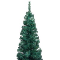 vidaXL Slim Artificial Christmas Tree 709 with LEDs Decorative White and Gray Ball Set Sturdy Steel Stand EnergyEfficient