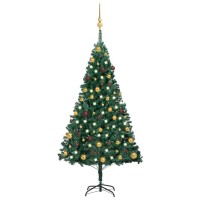 vidaXL 945 White Artificial Christmas Tree with LEDs and Rose Gold Balls Set PVC Durable and Reusable Economical Choice f