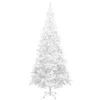 vidaXL White and Gray Artificial Christmas Tree 945 PreLit with LED Lights Comes with Shiny and Glitter Balls Suitable