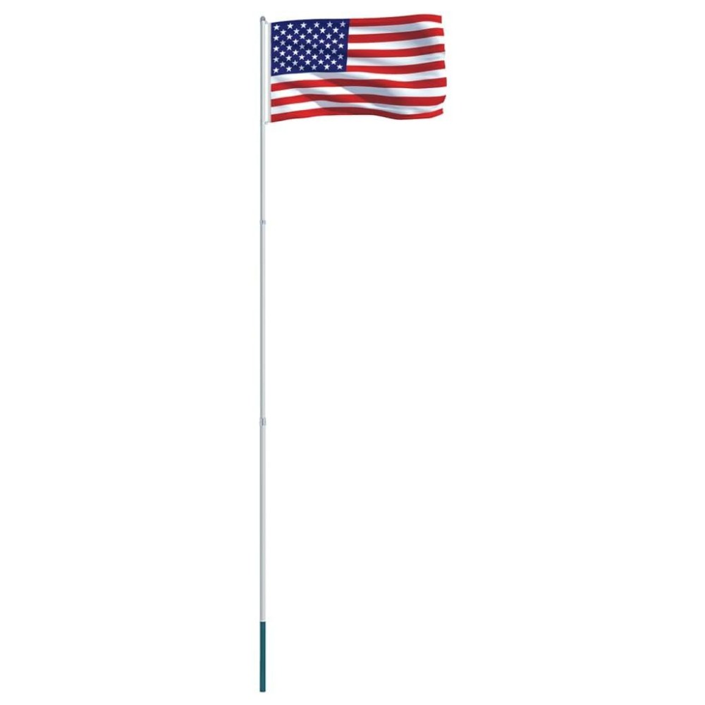 vidaXL 131 feet Aluminum Flagpole Telescopic with US Flag Durable 68D Fabric 100 Polyester Multicolor Flag for your Garden o