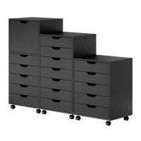 Halifax 3Pc Multidrawer Storage Cabinet Set Black