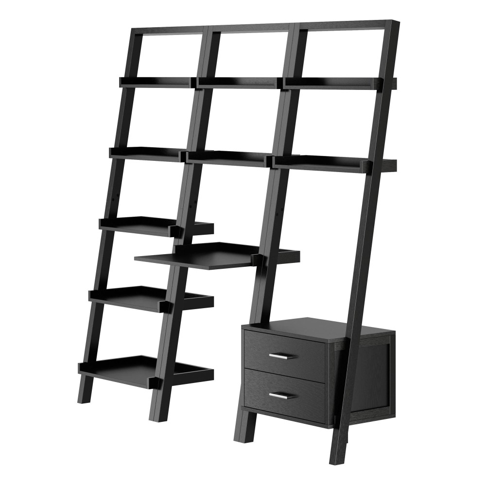 Bellamy 3Pc Leaning Desk Shelf Set Black