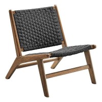 Modway Saoirse Wood Accent Lounge Chair-Woven Rope Seating In Walnut Black