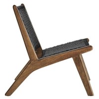 Modway Saoirse Wood Accent Lounge Chair-Woven Rope Seating In Walnut Black