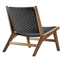 Modway Saoirse Wood Accent Lounge Chair-Woven Rope Seating In Walnut Black