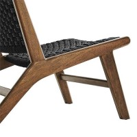 Modway Saoirse Wood Accent Lounge Chair-Woven Rope Seating In Walnut Black