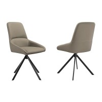 Armen Living Maverick Modern Swivel Upholstered Dining Chair, Set Of 2, Taupe Grey