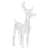 vidaXL Acrylic Christmas Reindeers with Cold White LED Lights Outdoor WeatherResistant Holiday Yard Decoration Set of 4 E