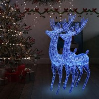 vidaXL Acrylic Christmas Reindeer Decorations with 250 EnergySaving LED Lights WeatherResistant Includes 8 Different Lightin