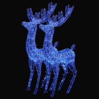 vidaXL Acrylic Christmas Reindeer Decorations with 250 EnergySaving LED Lights WeatherResistant Includes 8 Different Lightin