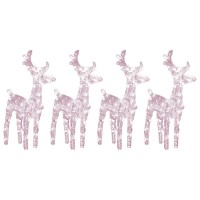 vidaXL Acrylic Christmas Reindeers 4 pcs Outdoor Holiday Decoration with Warm White LEDs WeatherResistant Material Multi Li