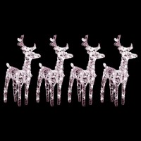 vidaXL Acrylic Christmas Reindeers 4 pcs Outdoor Holiday Decoration with Warm White LEDs WeatherResistant Material Multi Li