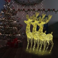 vidaXL 3Piece 709 XXL Acrylic Christmas Reindeer Set OutdoorIndoor Decoration with EnergySaving Lights and 8 Lighting Eff