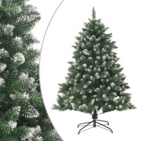 vidaXL 472 Artificial Christmas Tree with White Snow Decoration and Stand Easy Assembly Green and White Perfect for Indoor