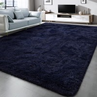 Lascpt Super Soft Shag Area Rug For Living Room 6X9 Ft Navy Blue Rug For Girls Bedroom Modern Plush Throw Rug For Kids Room F