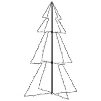 vidaXL White Cold Indoor Outdoor Christmas Cone Tree with 160 HighPowered LEDs EnergyEfficient with 8 Lighting Effects and
