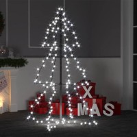 vidaXL White Cold Indoor Outdoor Christmas Cone Tree with 160 HighPowered LEDs EnergyEfficient with 8 Lighting Effects and