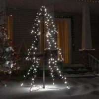 vidaXL White Cold Indoor Outdoor Christmas Cone Tree with 160 HighPowered LEDs EnergyEfficient with 8 Lighting Effects and