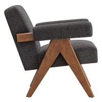 Modway Lyra Living Room Modern Accent Lounge Chair With Heathered Dark Gray Fabric