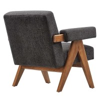 Modway Lyra Living Room Modern Accent Lounge Chair With Heathered Dark Gray Fabric