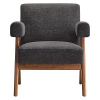 Modway Lyra Living Room Modern Accent Lounge Chair With Heathered Dark Gray Fabric