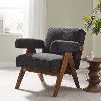 Modway Lyra Living Room Modern Accent Lounge Chair With Heathered Dark Gray Fabric