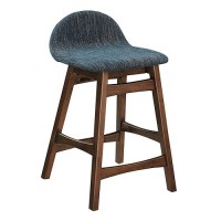 Modway Eei-6555-Hea Juno Wood Counter Stool - Set Of 2, Navy Fabric