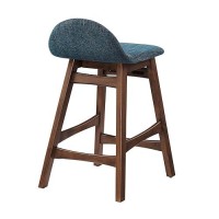 Modway Eei-6555-Hea Juno Wood Counter Stool - Set Of 2, Navy Fabric