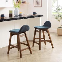 Modway Eei-6555-Hea Juno Wood Counter Stool - Set Of 2, Navy Fabric