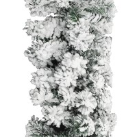 vidaXL 164 LED Christmas Garland Festive Tree Decor with Balls Set IndoorOutdoor Green PVC Garland with Flocked Snow