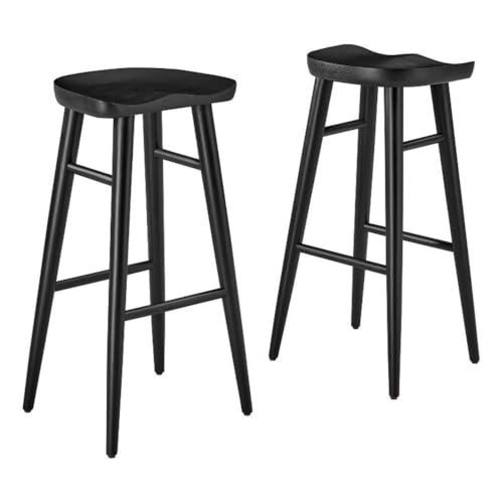 Modway Eei-6740-Blk Saville Backless Wood Bar Stools - Set Of 2, Black