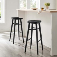 Modway Eei-6740-Blk Saville Backless Wood Bar Stools - Set Of 2, Black