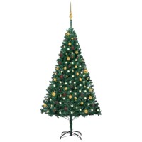vidaXL Artificial Christmas Tree with LEDs Ball Set Realistic PVC Material EnergyEfficient LEDs Adjustable Branches Inc