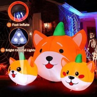 Goosh 5 Ft Long Halloween Inflatables Pumpkin Dog Outdoor Decorations Blow Up Yard Dog Head Combo Decoration With Builtin Leds