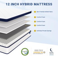 Avenco King Size Mattress 12 Inch King Mattresses In A Box Hybrid Spring Mattresses With Comfort Foam And Pocket Coils For Pre