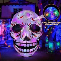 Comin 3.6 Ft Halloween Inflatables Skull Outdoor Decorations Blow Up Yard Scary Colorful Skeleton Skull With Built-In Changeable Leds For Garden Lawn Indoor Party Decor