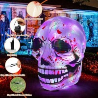 Comin 3.6 Ft Halloween Inflatables Skull Outdoor Decorations Blow Up Yard Scary Colorful Skeleton Skull With Built-In Changeable Leds For Garden Lawn Indoor Party Decor