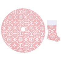 vidaXL Luxury Christmas Tree Skirt with Sock Pink 591 Fabric