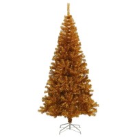 vidaXL 8ft Gold Artificial Christmas Tree with Steel Stand Sturdy Reusable PET Material IndoorOutdoor Suitable 1300 Tips
