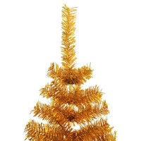 vidaXL 8ft Gold Artificial Christmas Tree with Steel Stand Sturdy Reusable PET Material IndoorOutdoor Suitable 1300 Tips