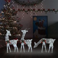 vidaXL Christmas Reindeer Family 1063x28x354 White Cold White Mesh
