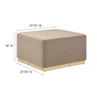 Modway Tilden 28 Inch Square Performance Velvet Upholstered Ottoman In Taupe Natural - Large Ottoman Foot Rest With Rubberwood Plinth Base, Living Room Ottoman Coffee Table - Velvet Ottoman Table